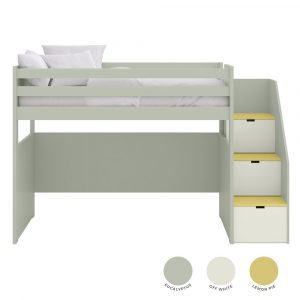 Muba halbhohes Bett mit Stauraumtreppe